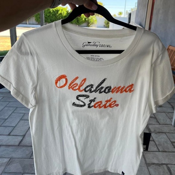 Tops - Gameday Social Oklahoma State Rhinestone Tee College Football Tailgate NWT Sz M